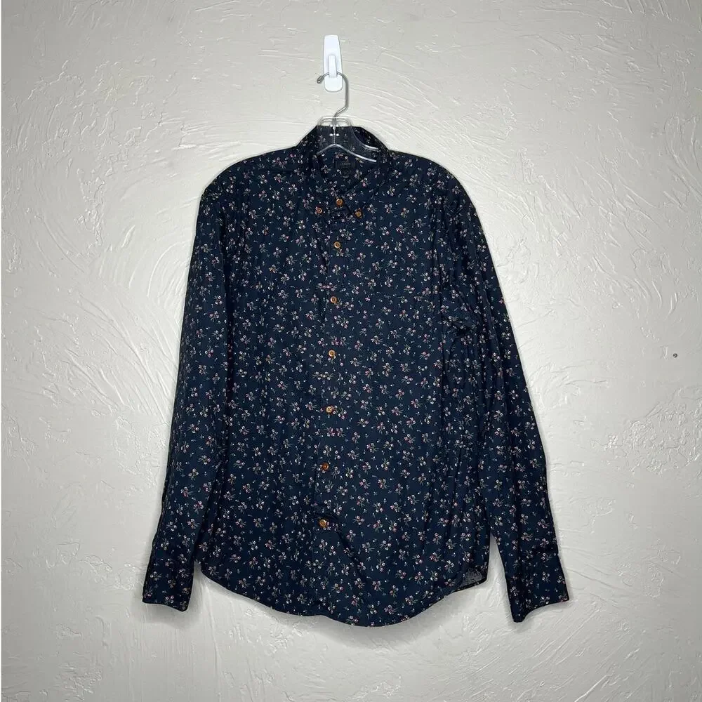 J. Crew Men's Slim Floral Button Down Shirt - Large